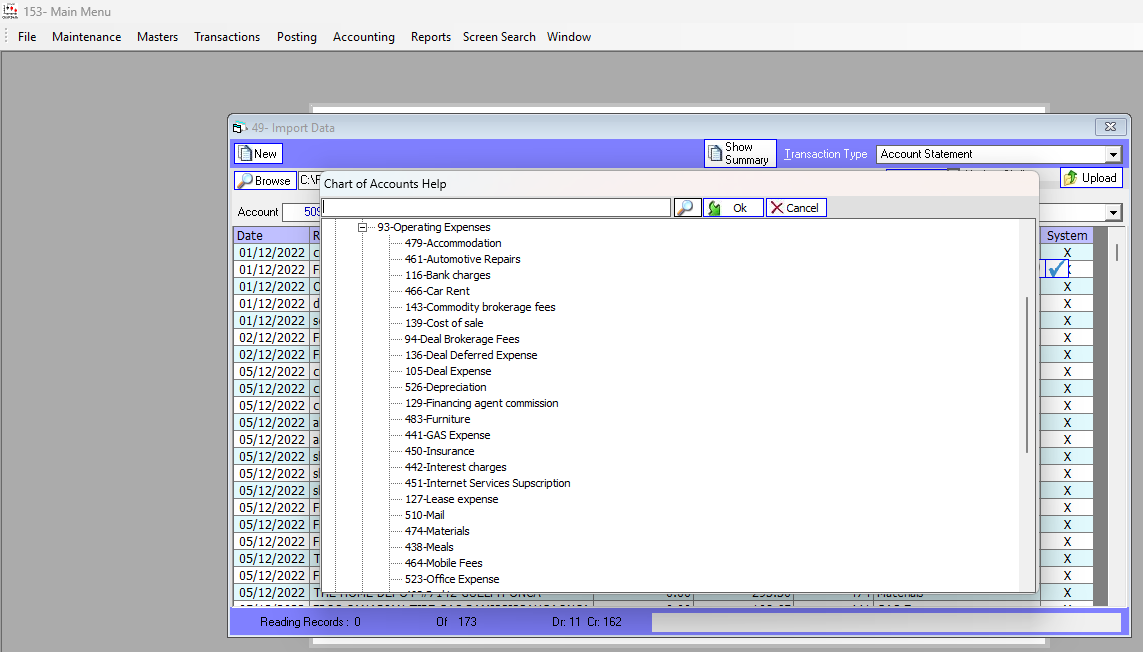 Selecting Mapping Account